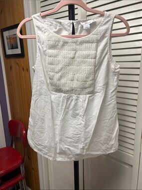 Vineyard Vines Cream Textured Front Cotton Sleeveless Camisole
